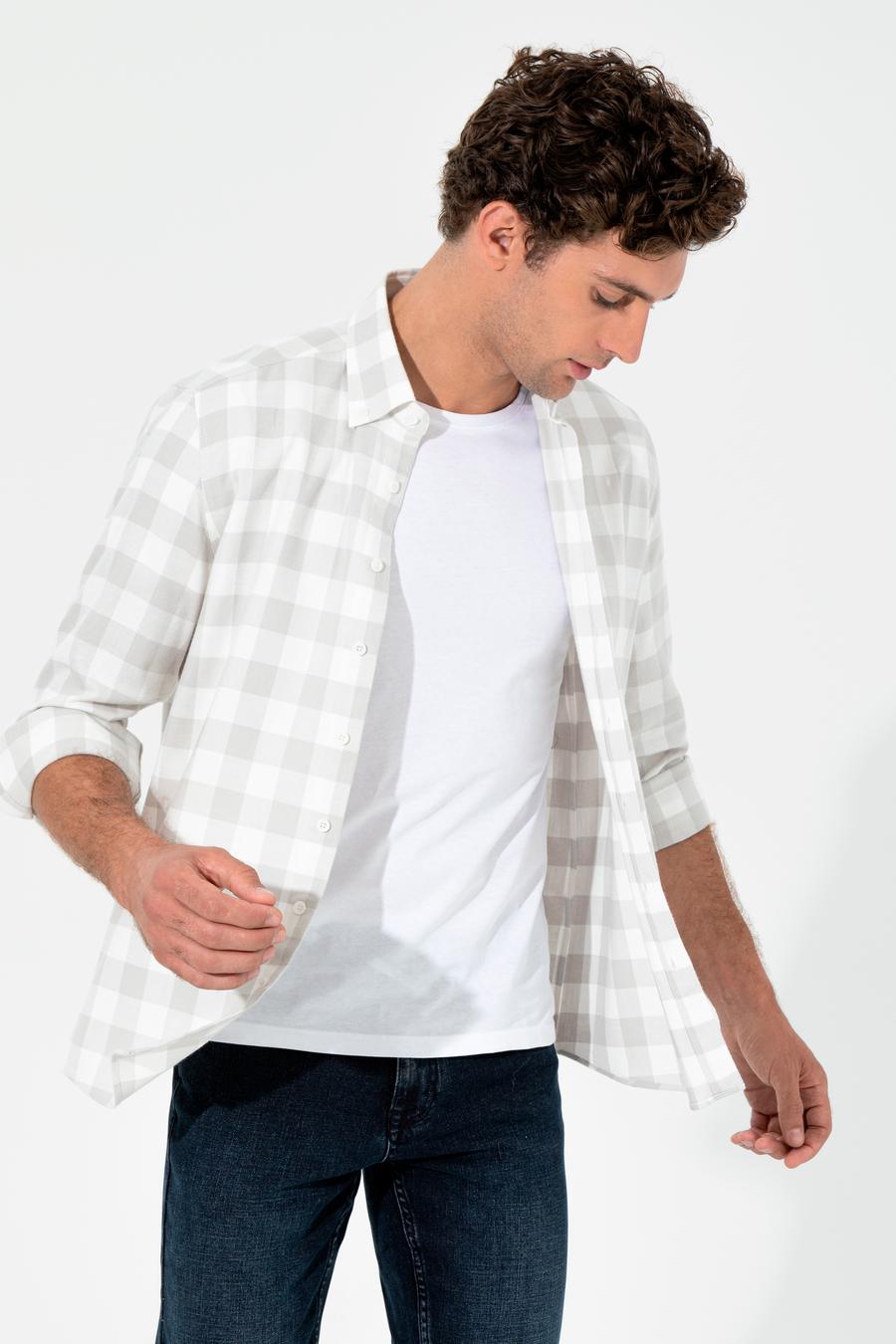 Gri Regular Fit Uzun Kollu Gömlek - 50255652023