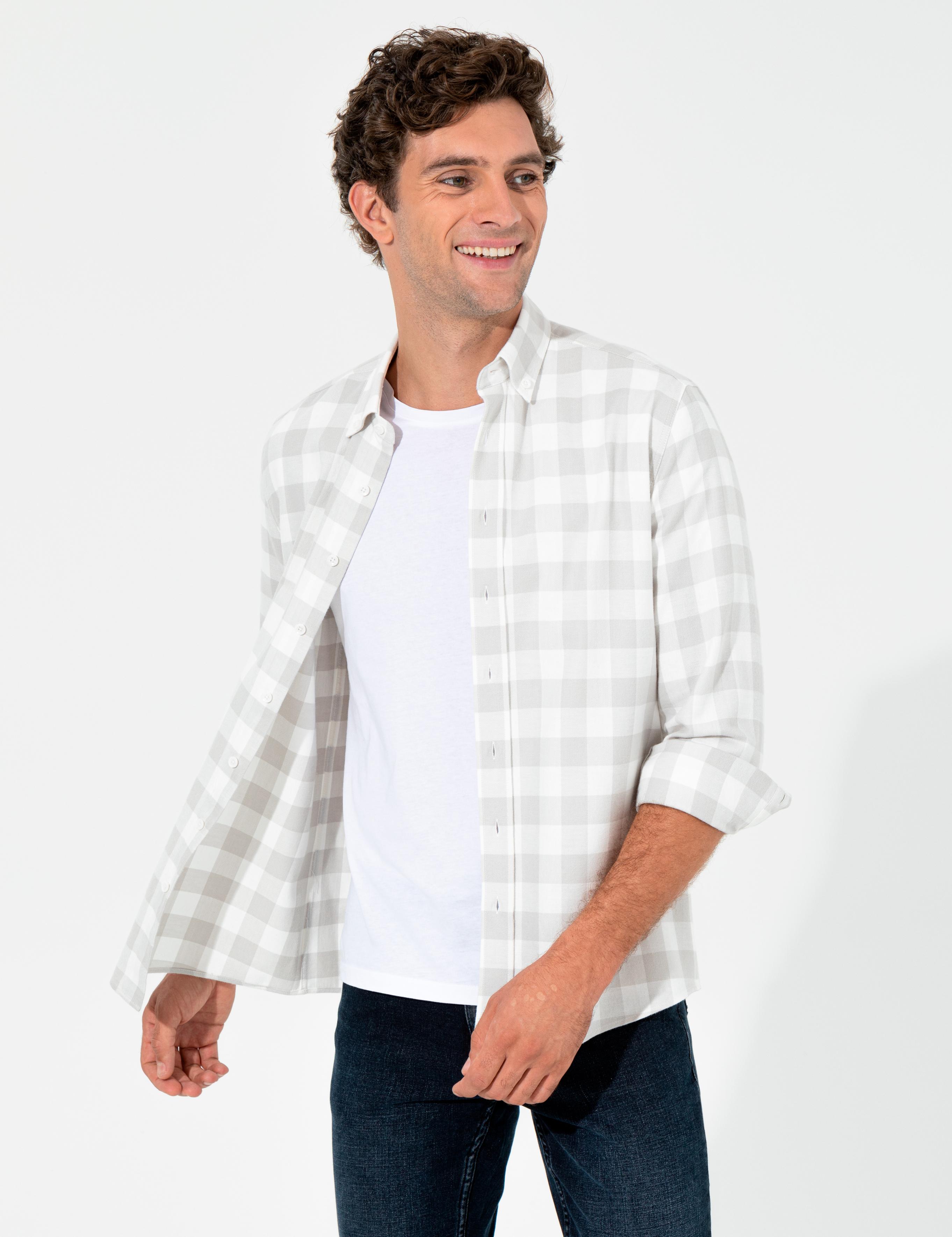 Gri Regular Fit Uzun Kollu Gömlek - 50255652023