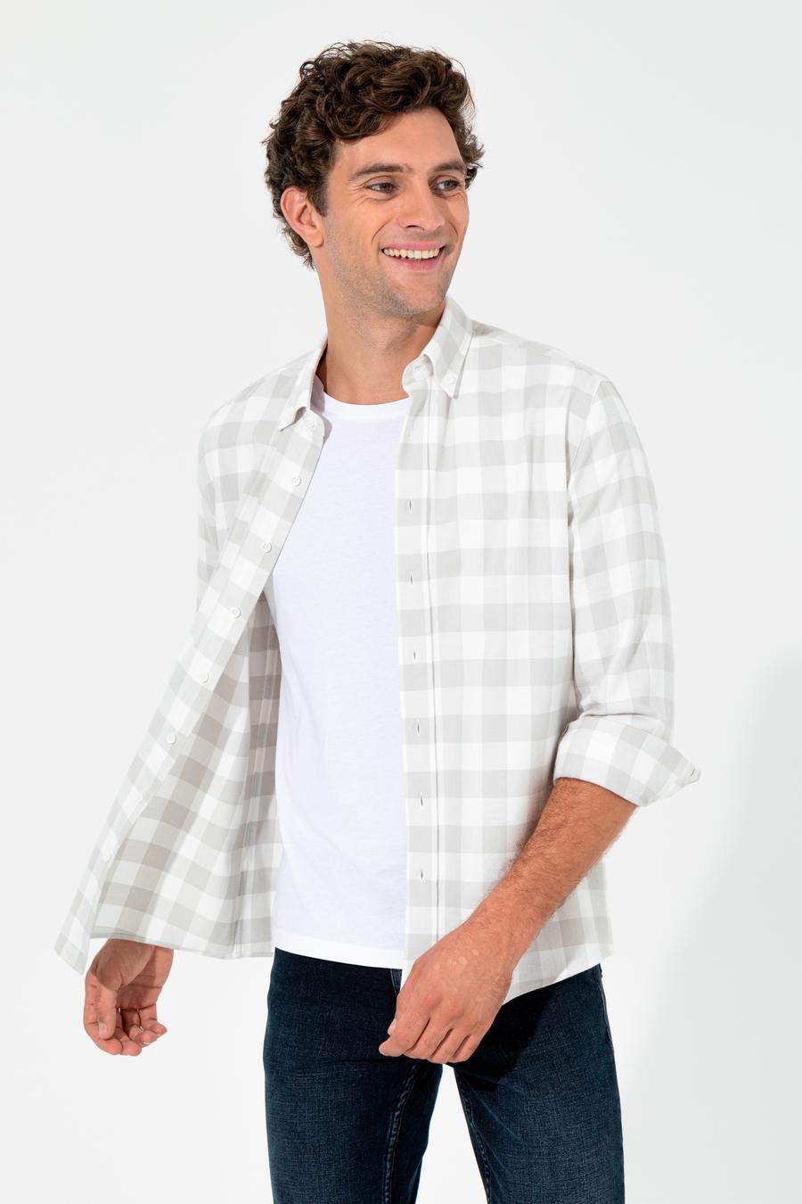 Gri Regular Fit Uzun Kollu Gömlek - 50255652023
