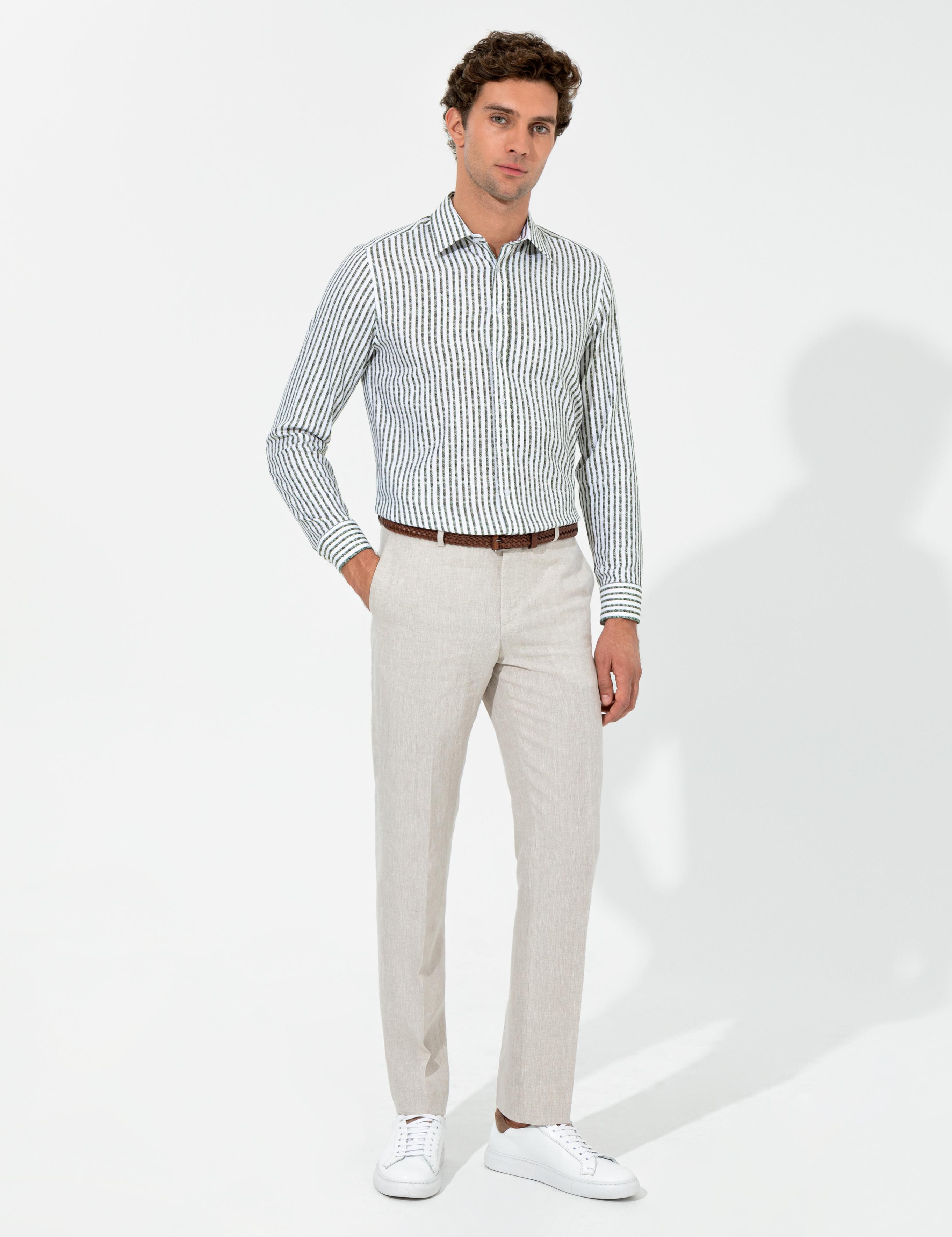 Haki Slim Fit Uzun Kollu Gömlek - 50255606020