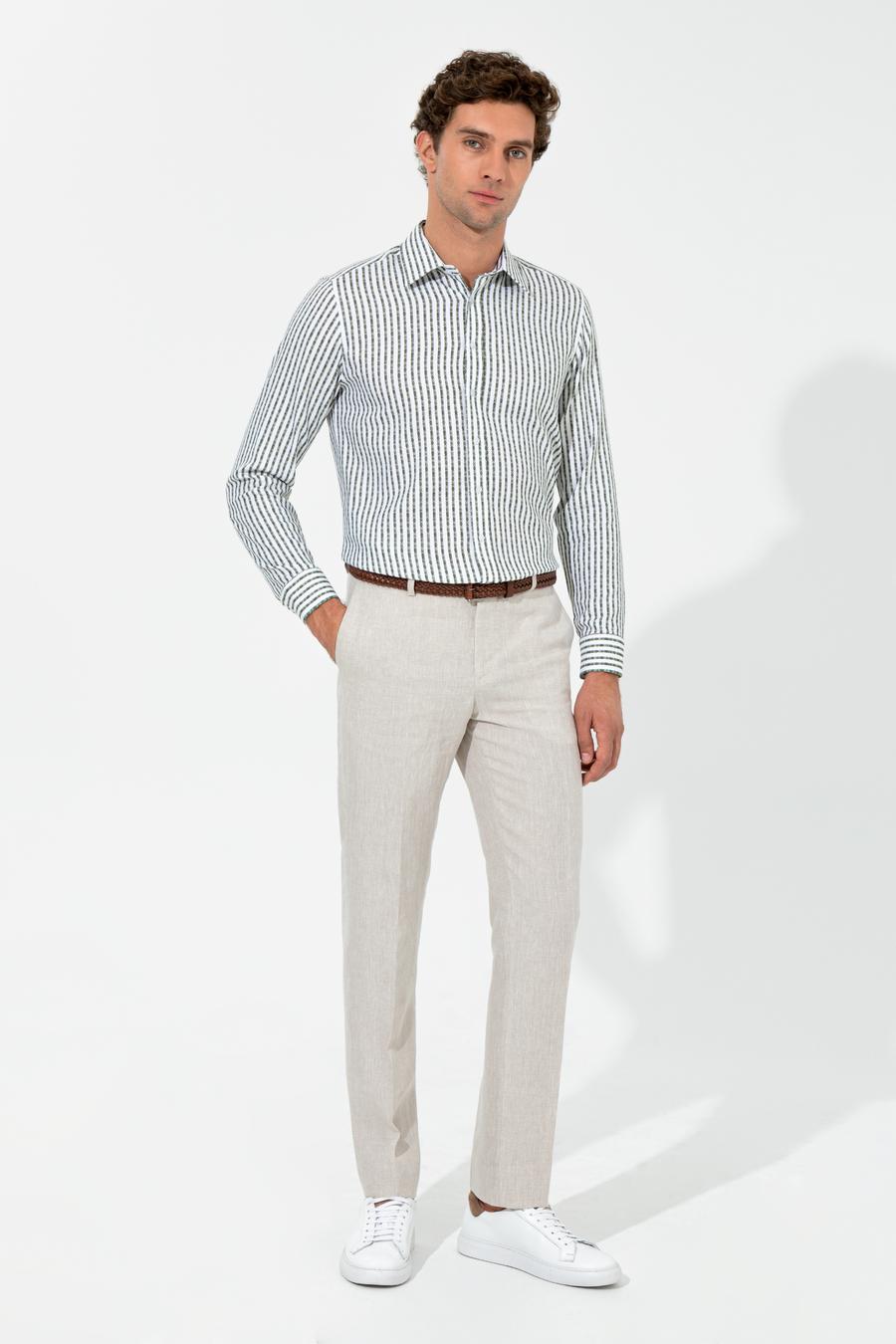 Haki Slim Fit Uzun Kollu Gömlek - 50255606020