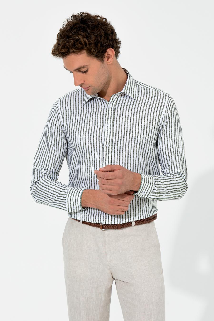 Haki Slim Fit Uzun Kollu Gömlek - 50255606020