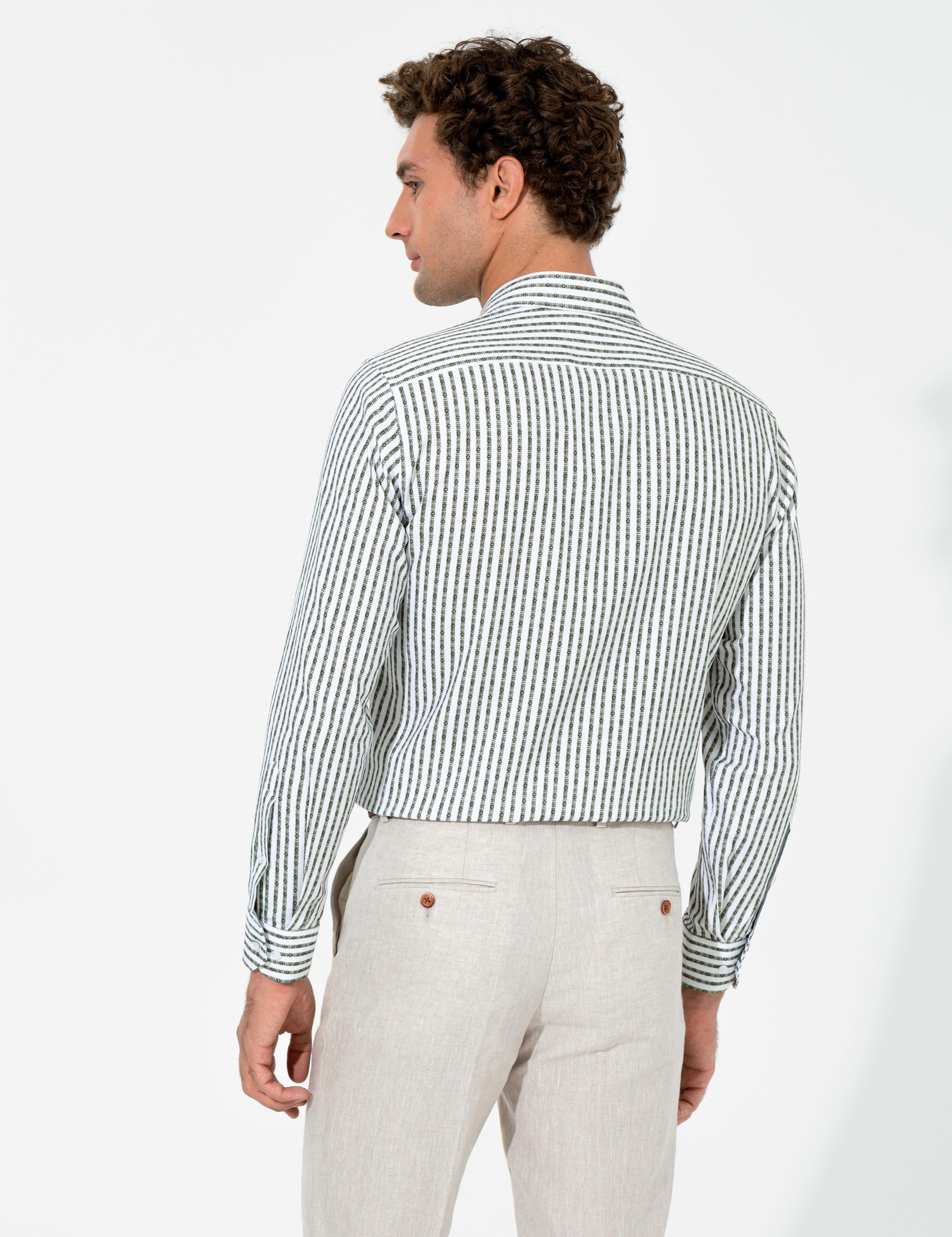 Haki Slim Fit Uzun Kollu Gömlek - 50255606020