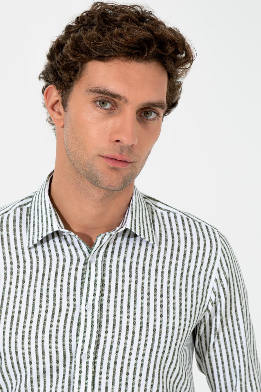 Haki Slim Fit Uzun Kollu Gömlek - 50255606020