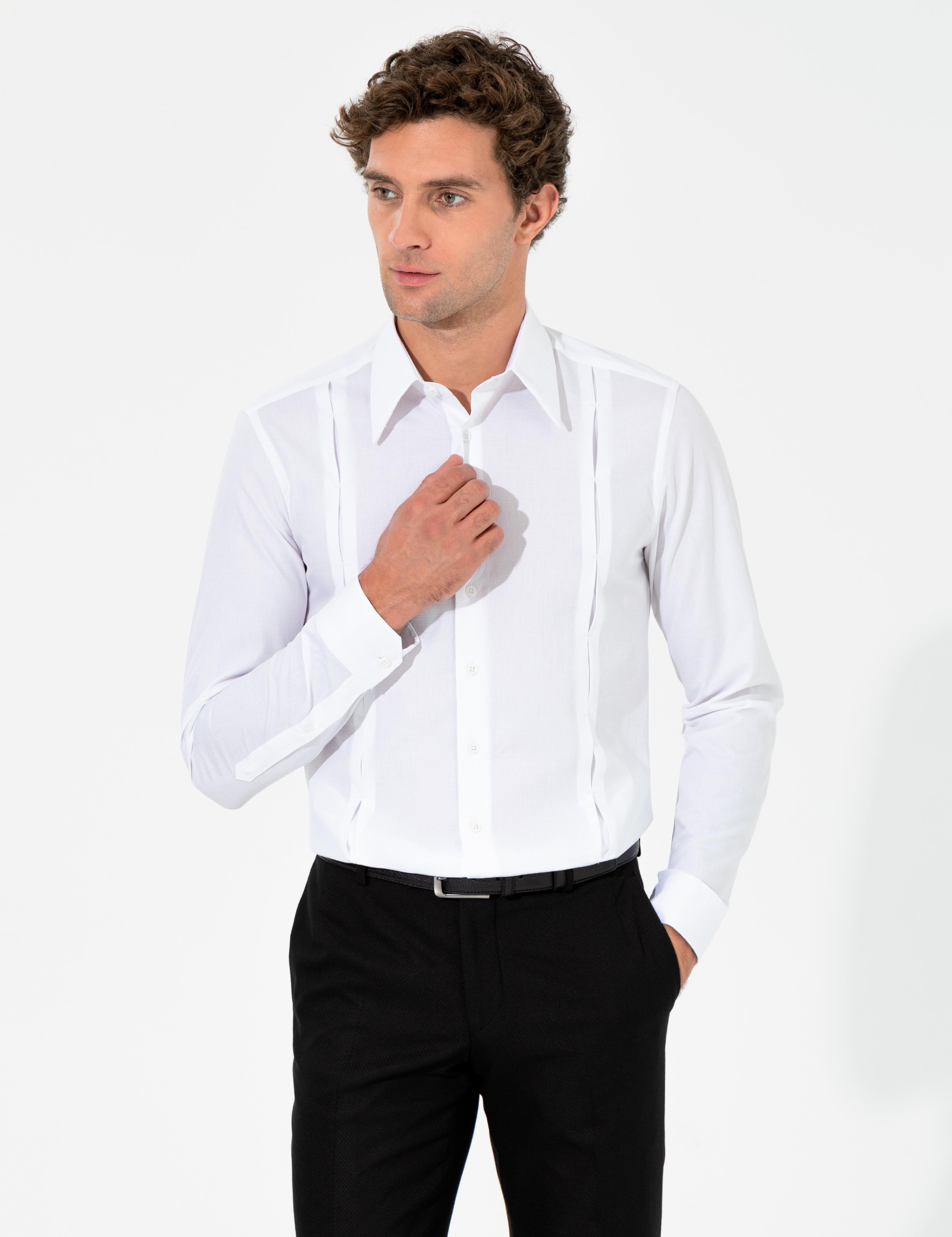 Beyaz Slim Fit Uzun Kollu Gömlek - 50255641026