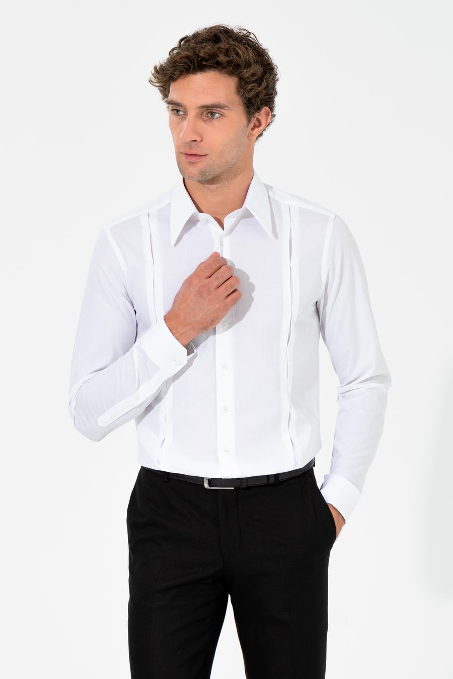 Beyaz Slim Fit Uzun Kollu Gömlek - 50255641026