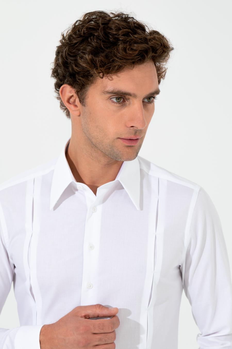 Beyaz Slim Fit Uzun Kollu Gömlek - 50255641026