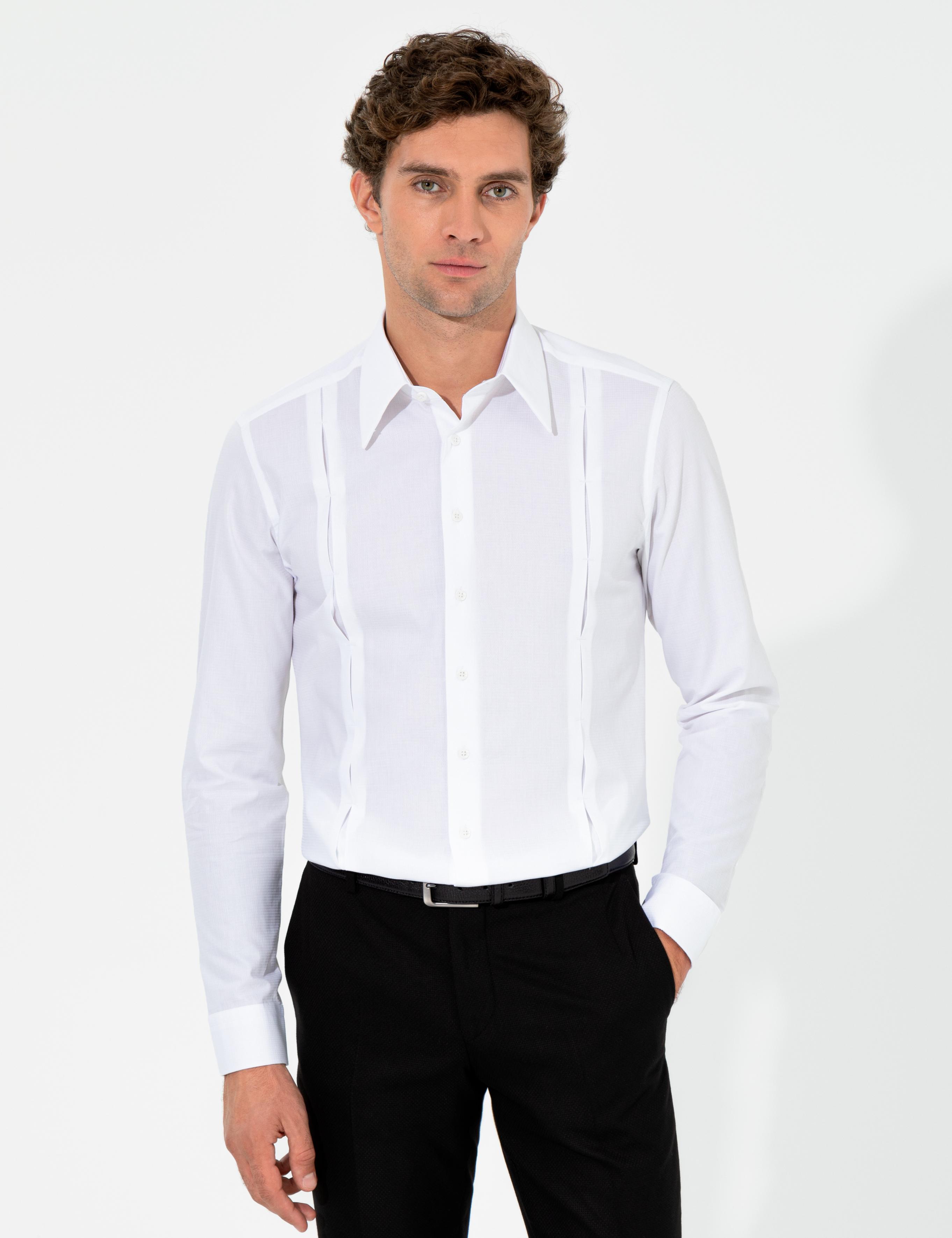 Beyaz Slim Fit Uzun Kollu Gömlek - 50255641026