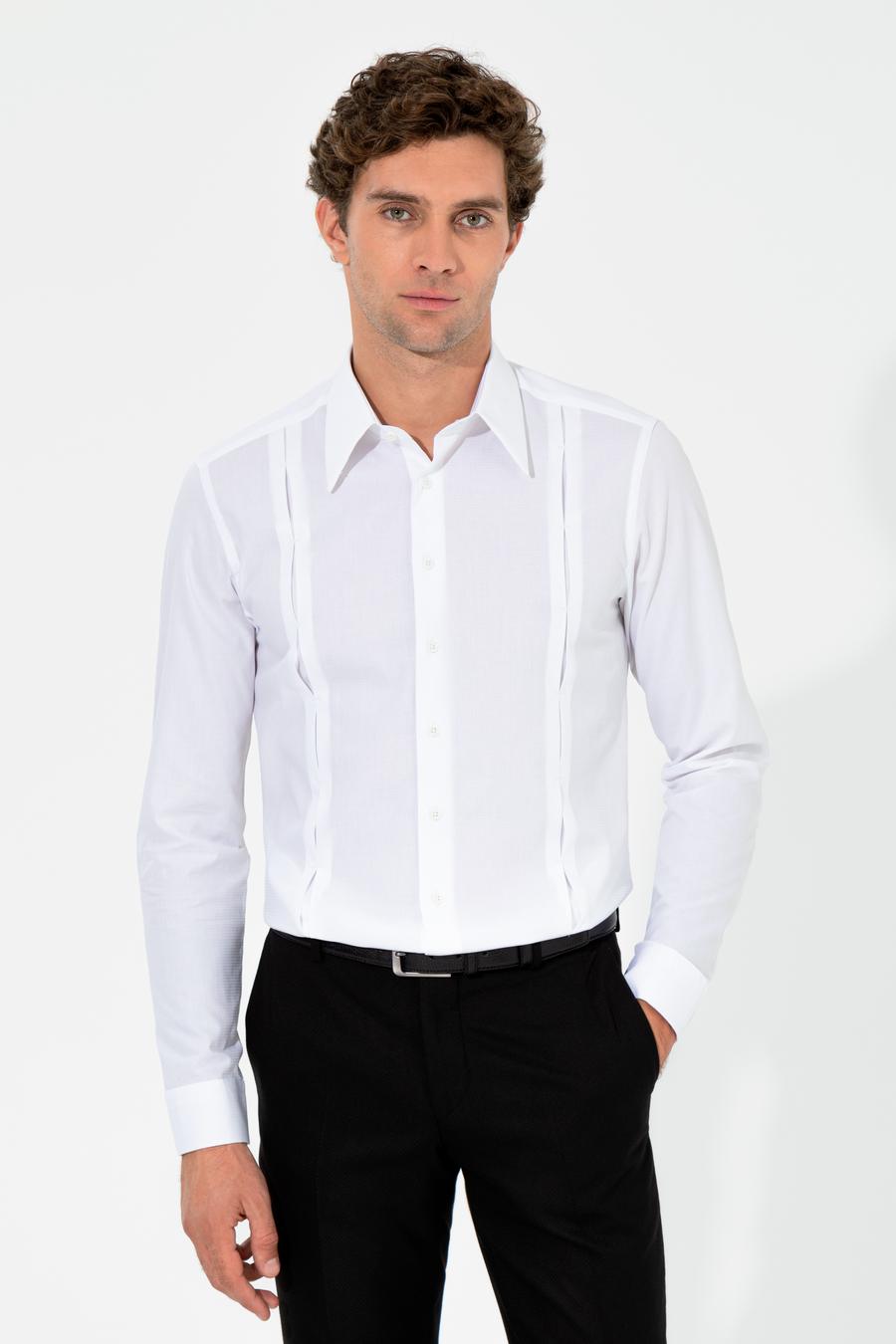 Beyaz Slim Fit Uzun Kollu Gömlek - 50255641026