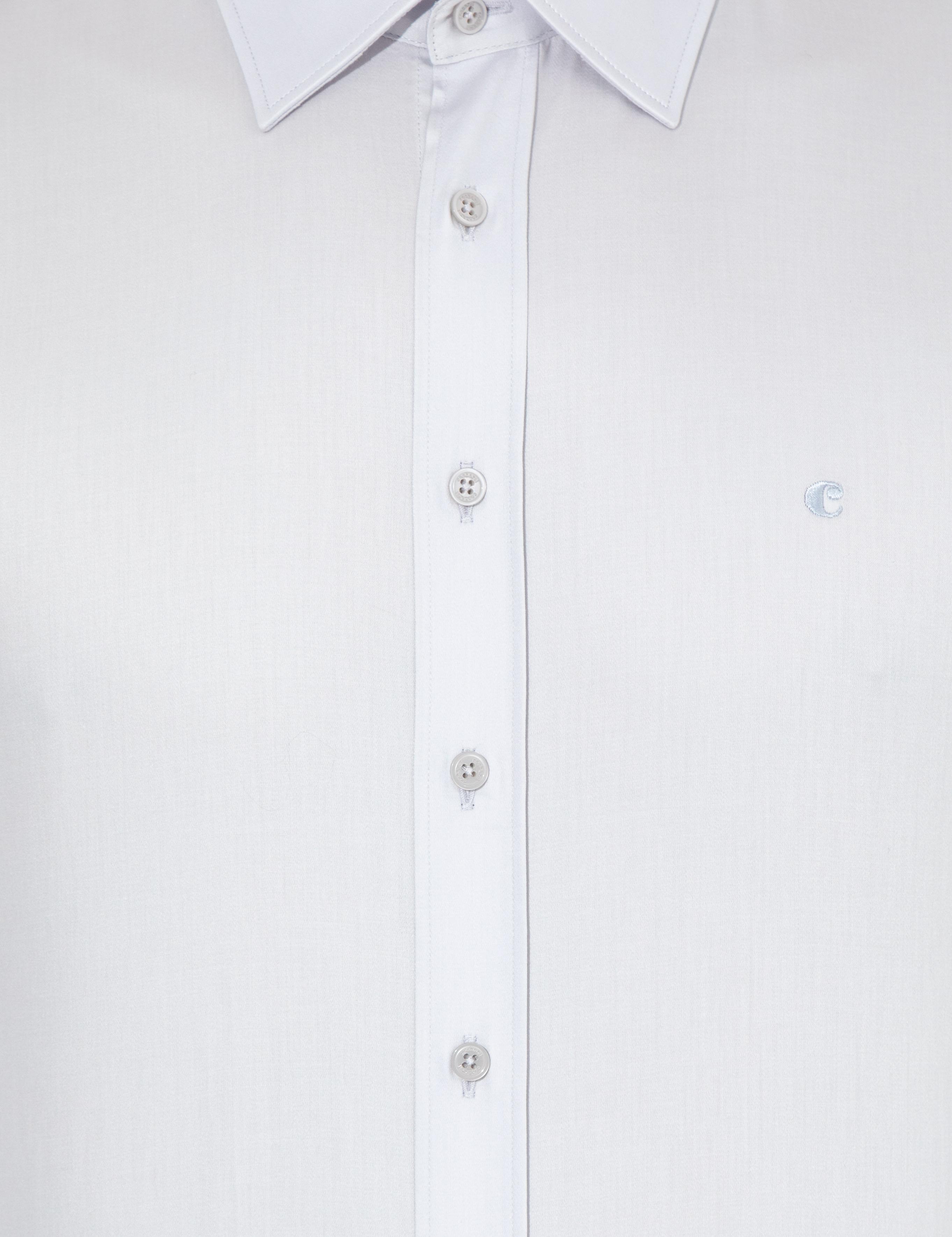 Açık Gri Slim Fit Uzun Kollu Basic Gömlek - 50259813006