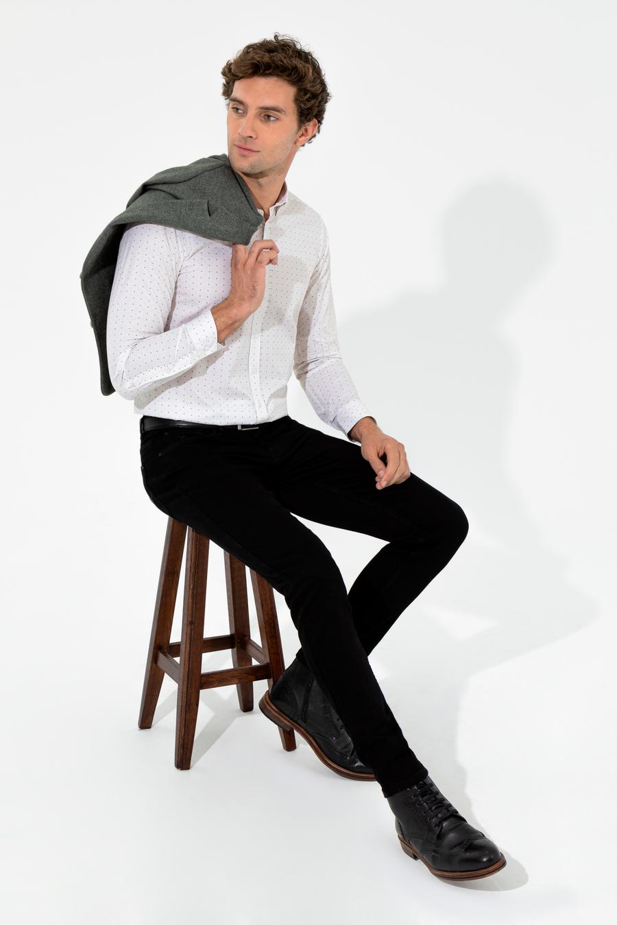 Bej Slim Fit Uzun Kollu Gömlek - 50255653055