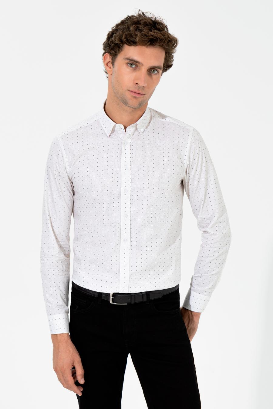 Bej Slim Fit Uzun Kollu Gömlek - 50255653055
