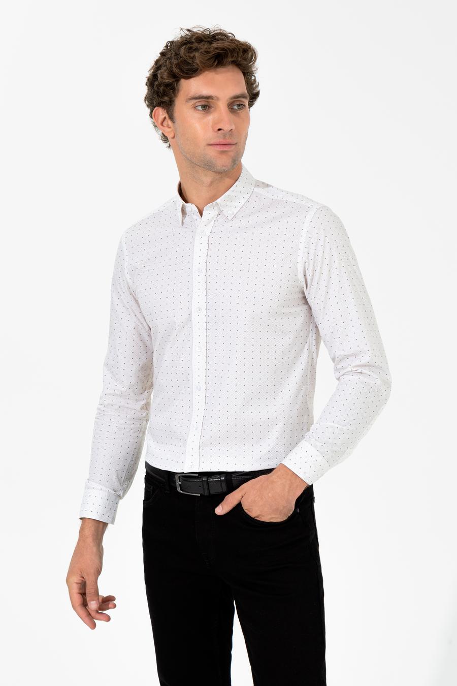 Bej Slim Fit Uzun Kollu Gömlek - 50255653055