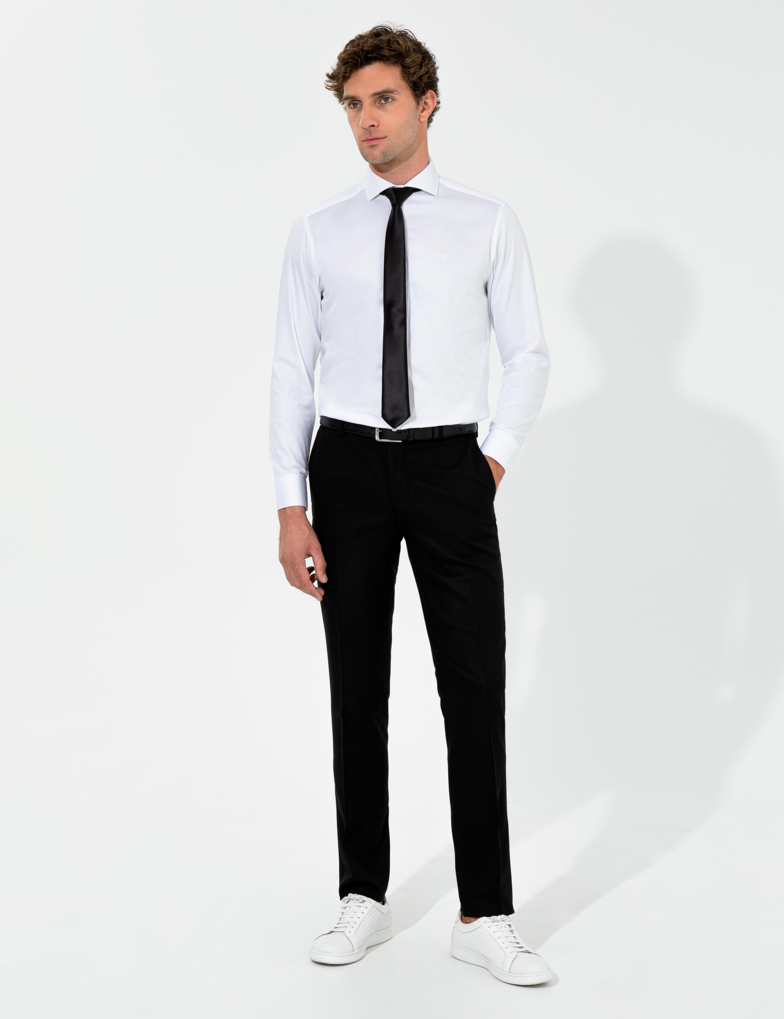 Beyaz Modern Fit %100 Pamuk  İtalyan Yaka  Basic Gömlek - 50261221009