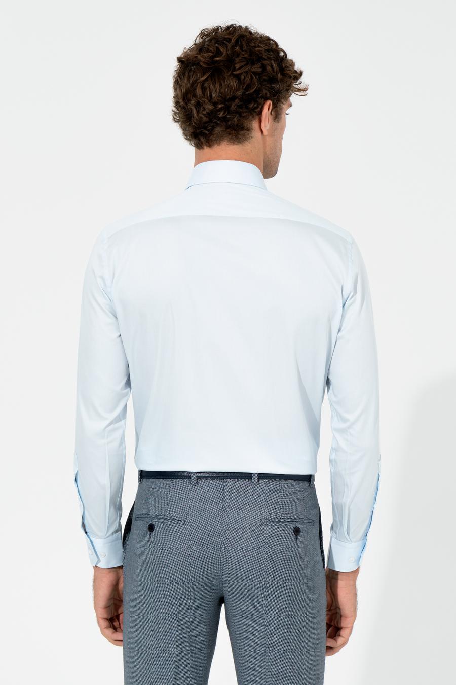 Açık Mavi Modern Fit %100 Pamuk  İtalyan Yaka  Basic Gömlek - 50261221021