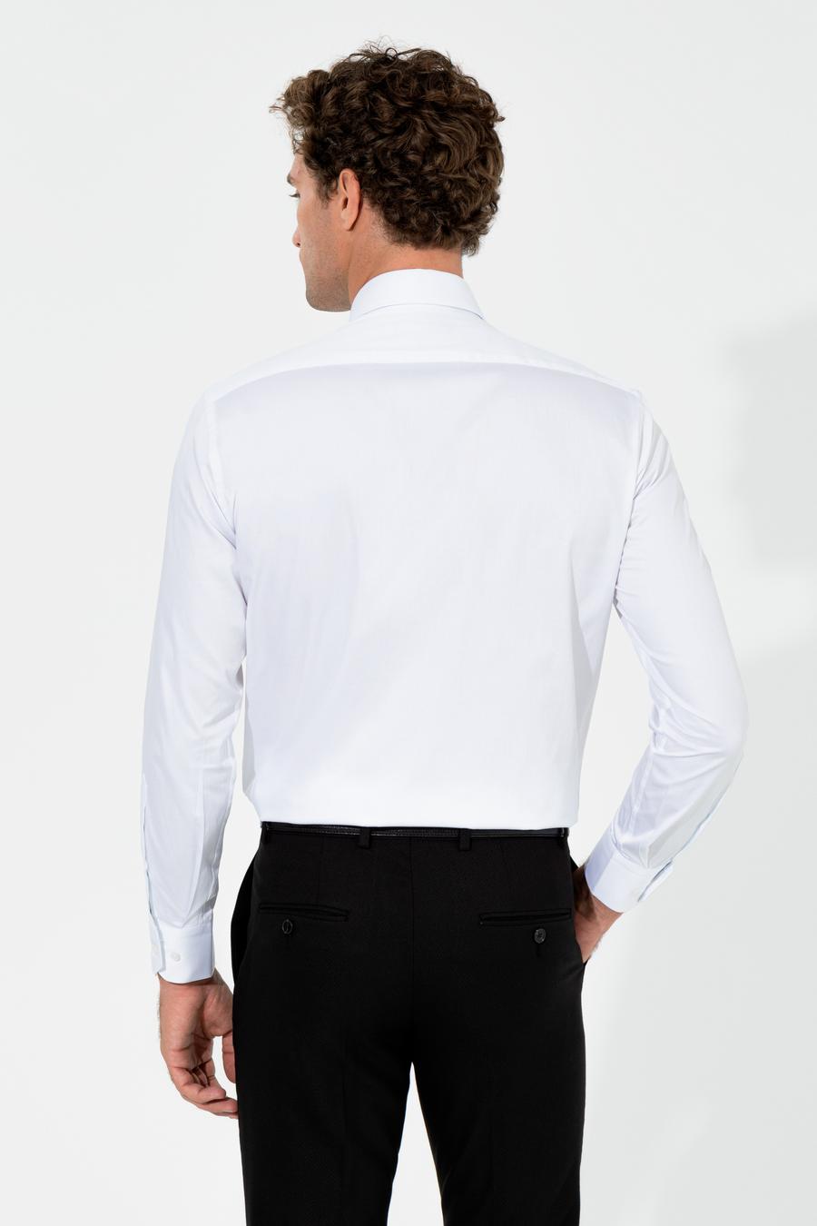 Beyaz Modern Fit %100 Pamuk  İtalyan Yaka  Basic Gömlek - 50261221009