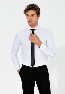 Beyaz Modern Fit %100 Pamuk  İtalyan Yaka  Basic Gömlek