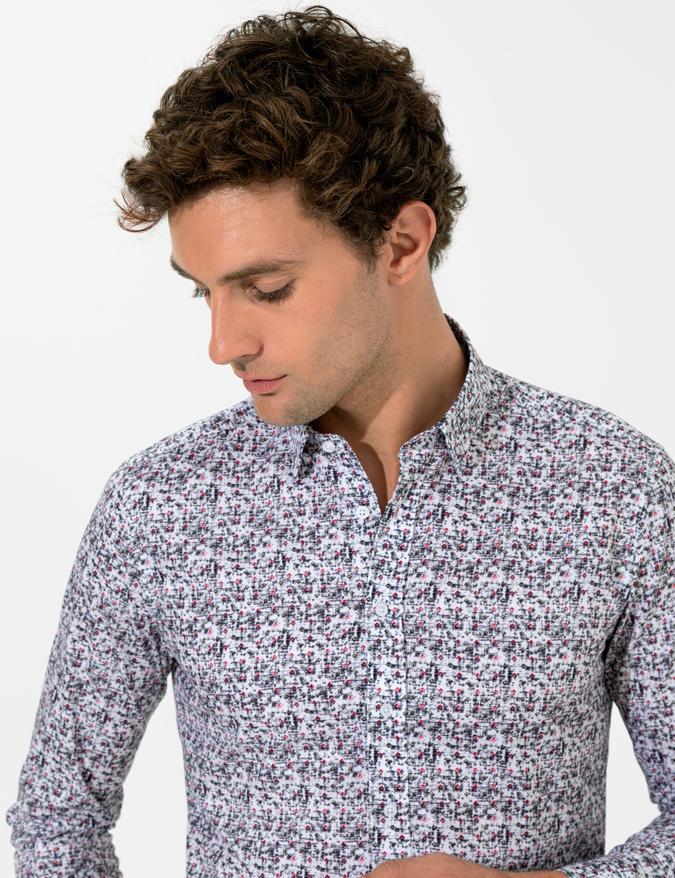 Kırmızı Slim Fit Uzun Kollu Gömlek