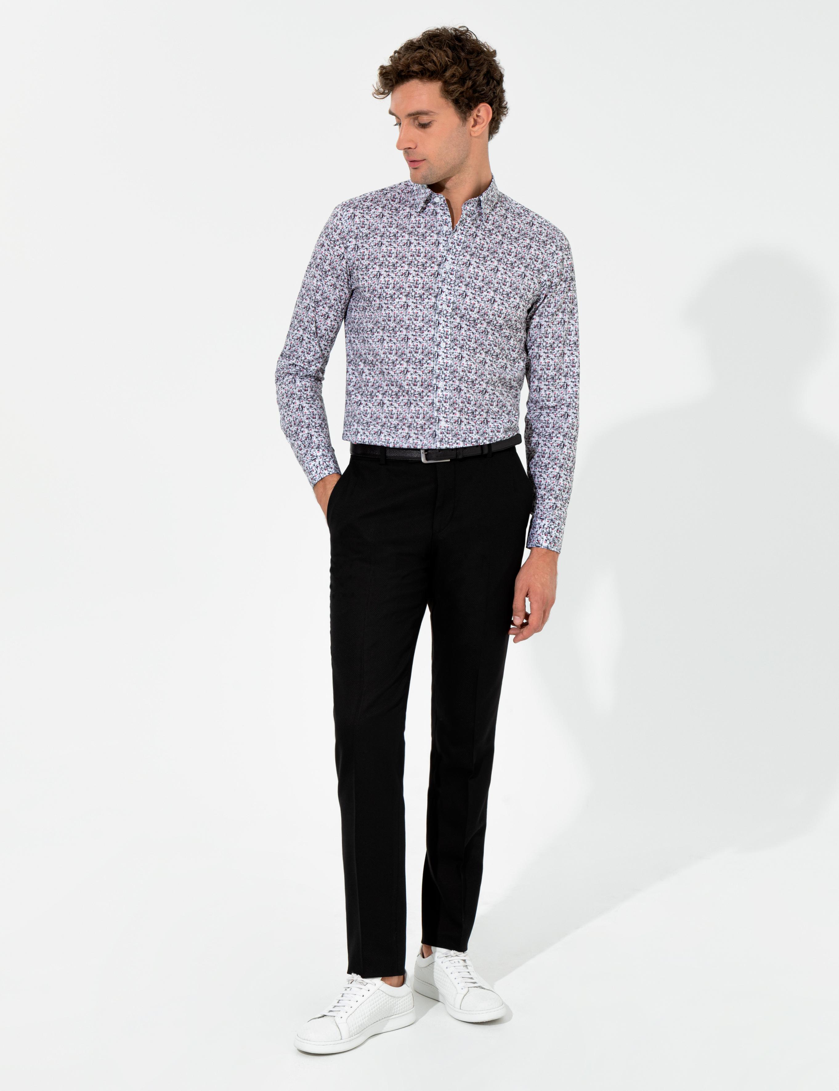 Kırmızı Slim Fit Uzun Kollu Gömlek - 50255361068