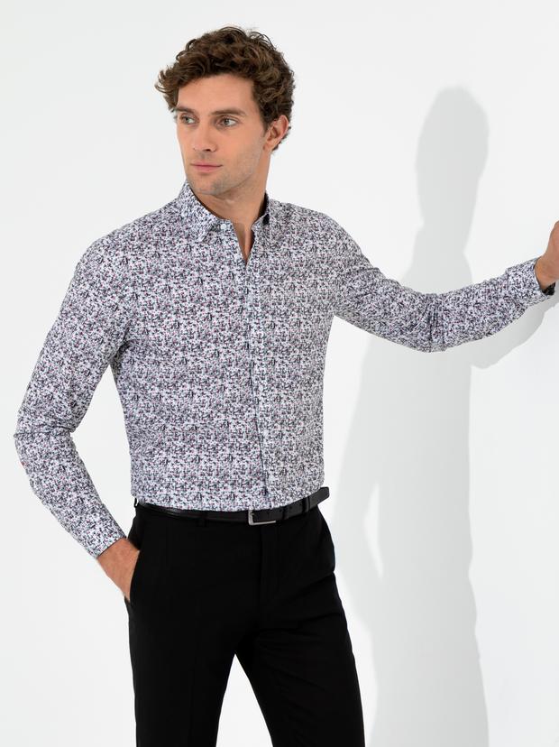 Kırmızı Slim Fit Uzun Kollu Gömlek