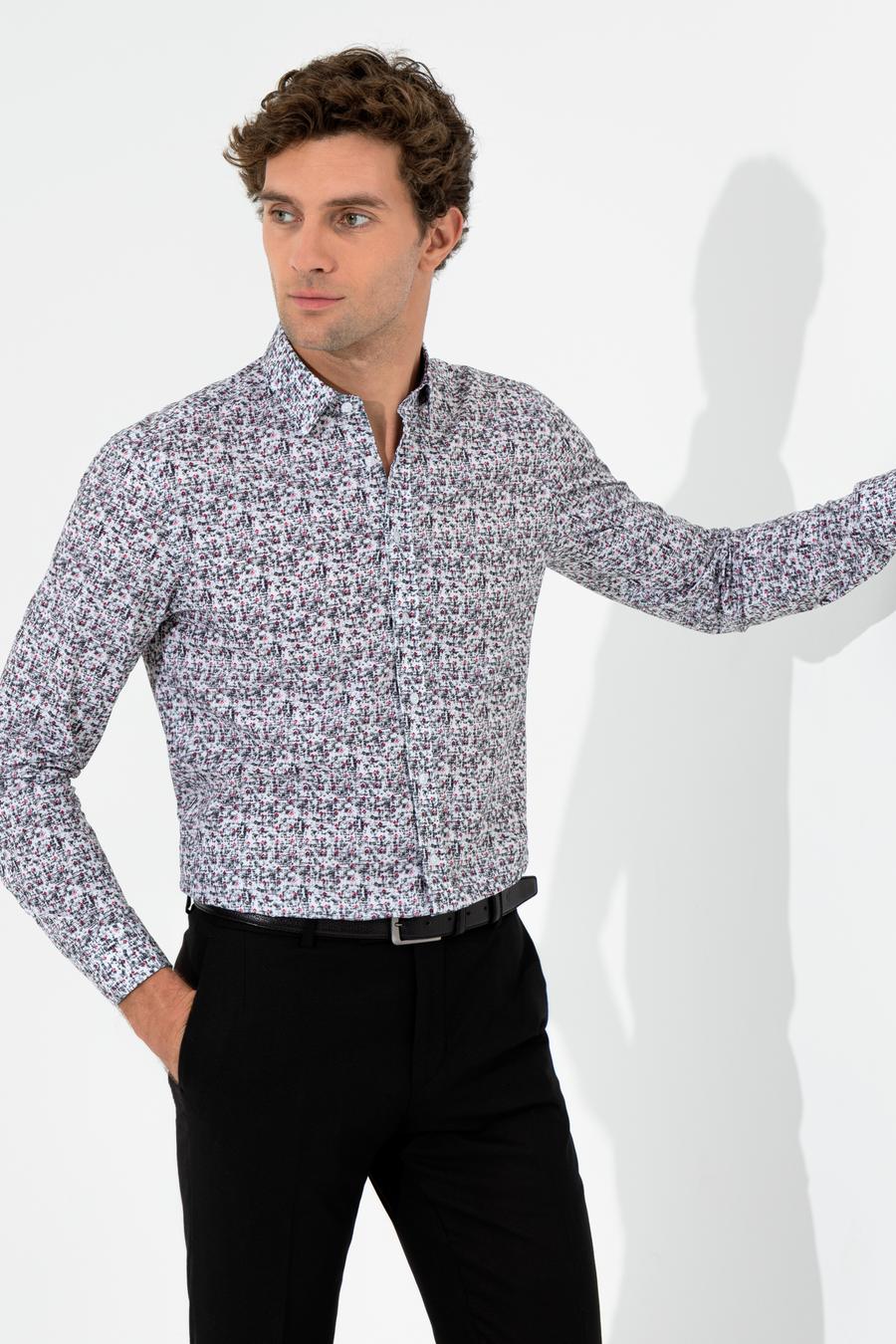 Kırmızı Slim Fit Uzun Kollu Gömlek - 50255361068