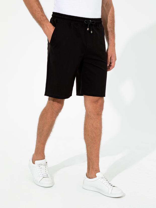 Siyah Comfort Fit Örme Şort