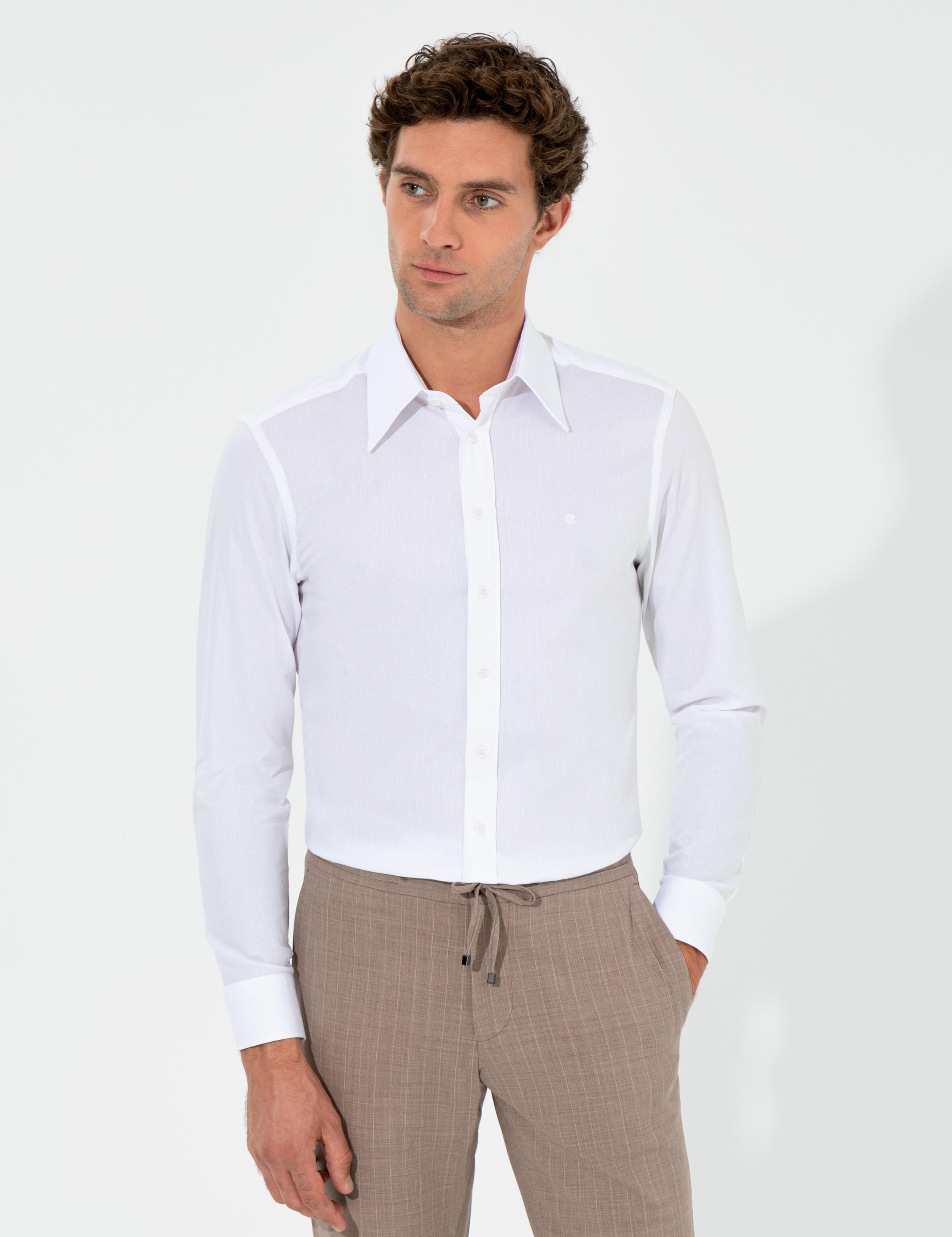 Beyaz Slim Fit Uzun Kollu Gömlek - 50255629026