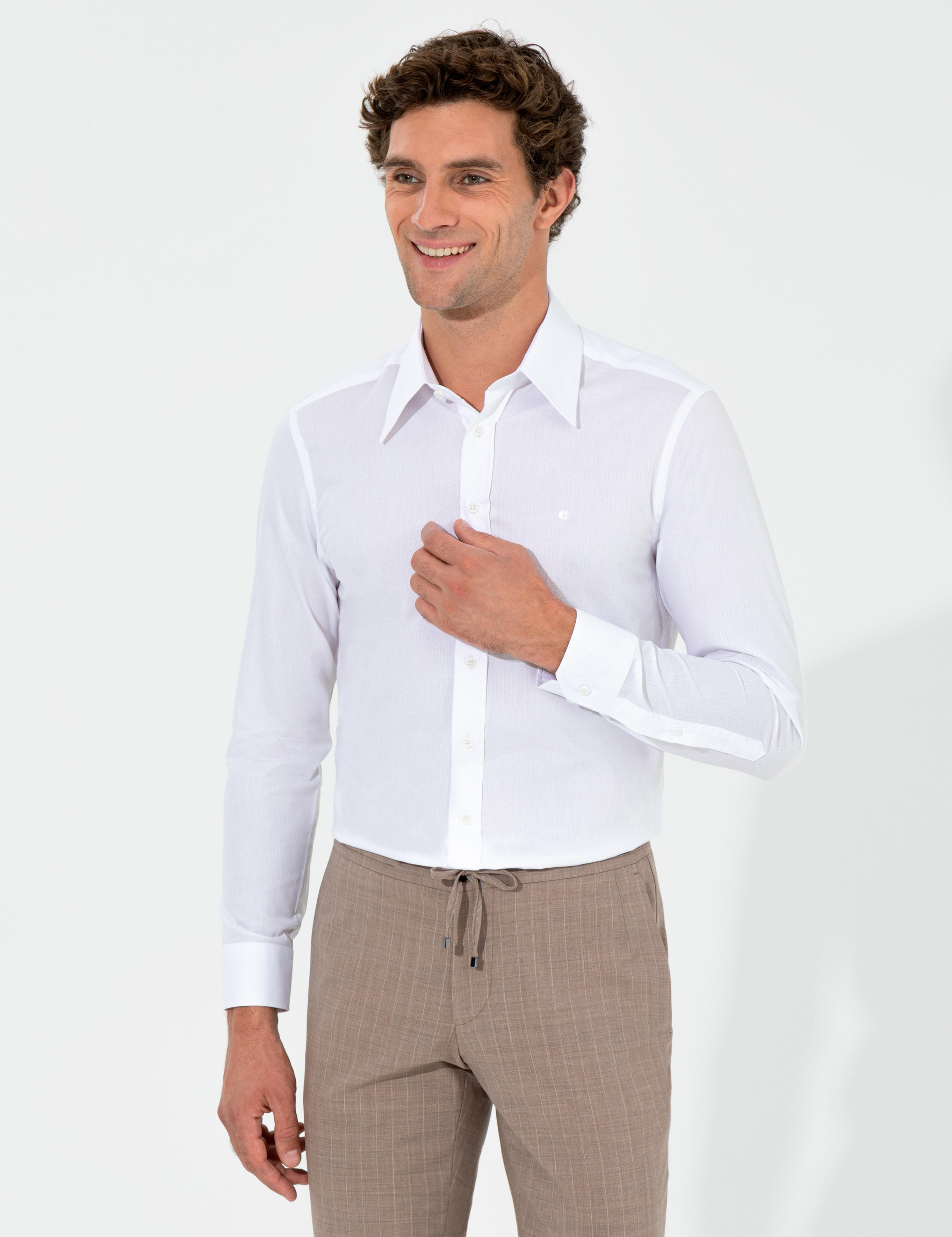 Beyaz Slim Fit Uzun Kollu Gömlek - 50255629026
