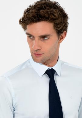 Açık Mavi Slim Fit Uzun Kollu Basic Gömlek