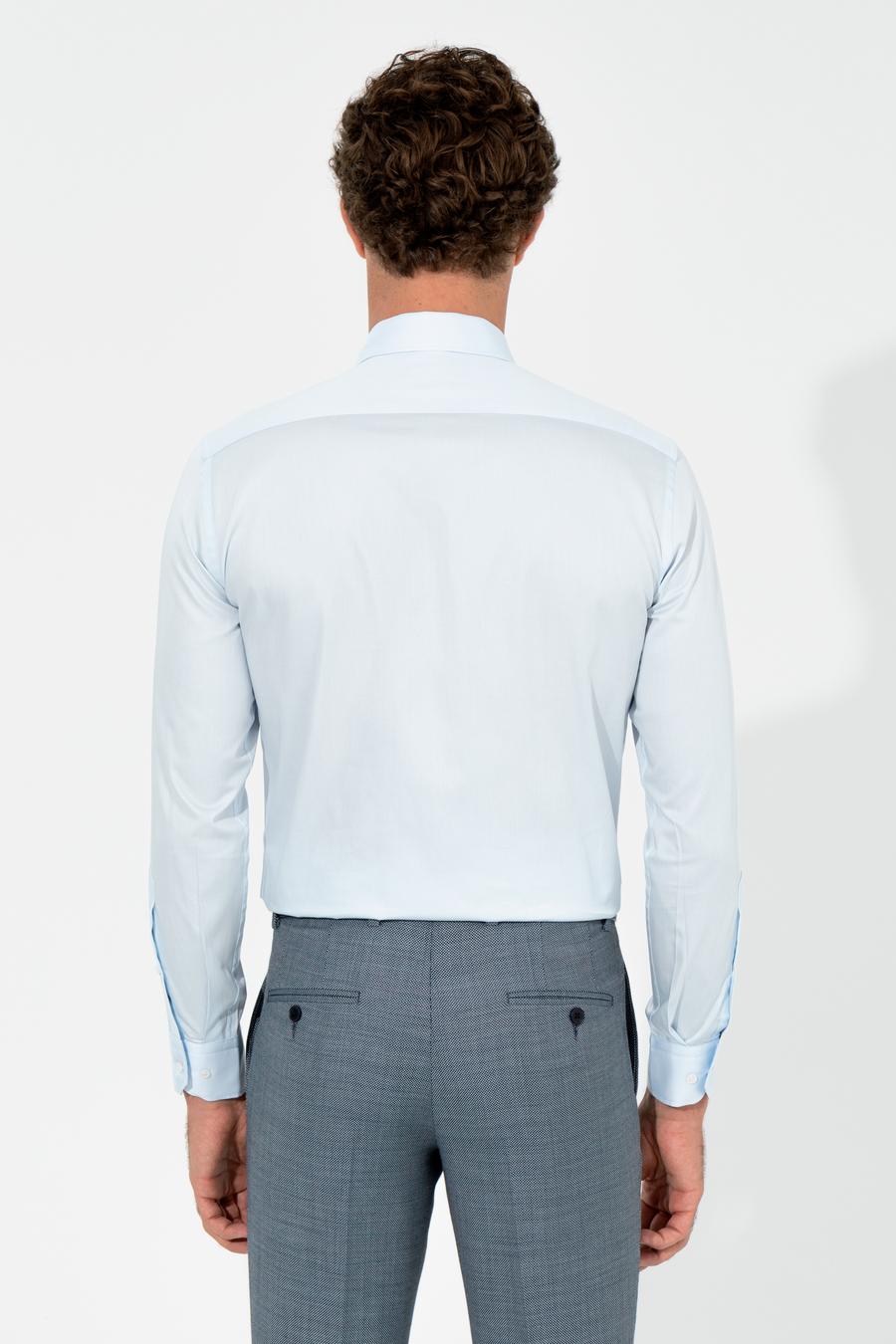 Açık Mavi Slim Fit Uzun Kollu Basic Gömlek - 50259813032