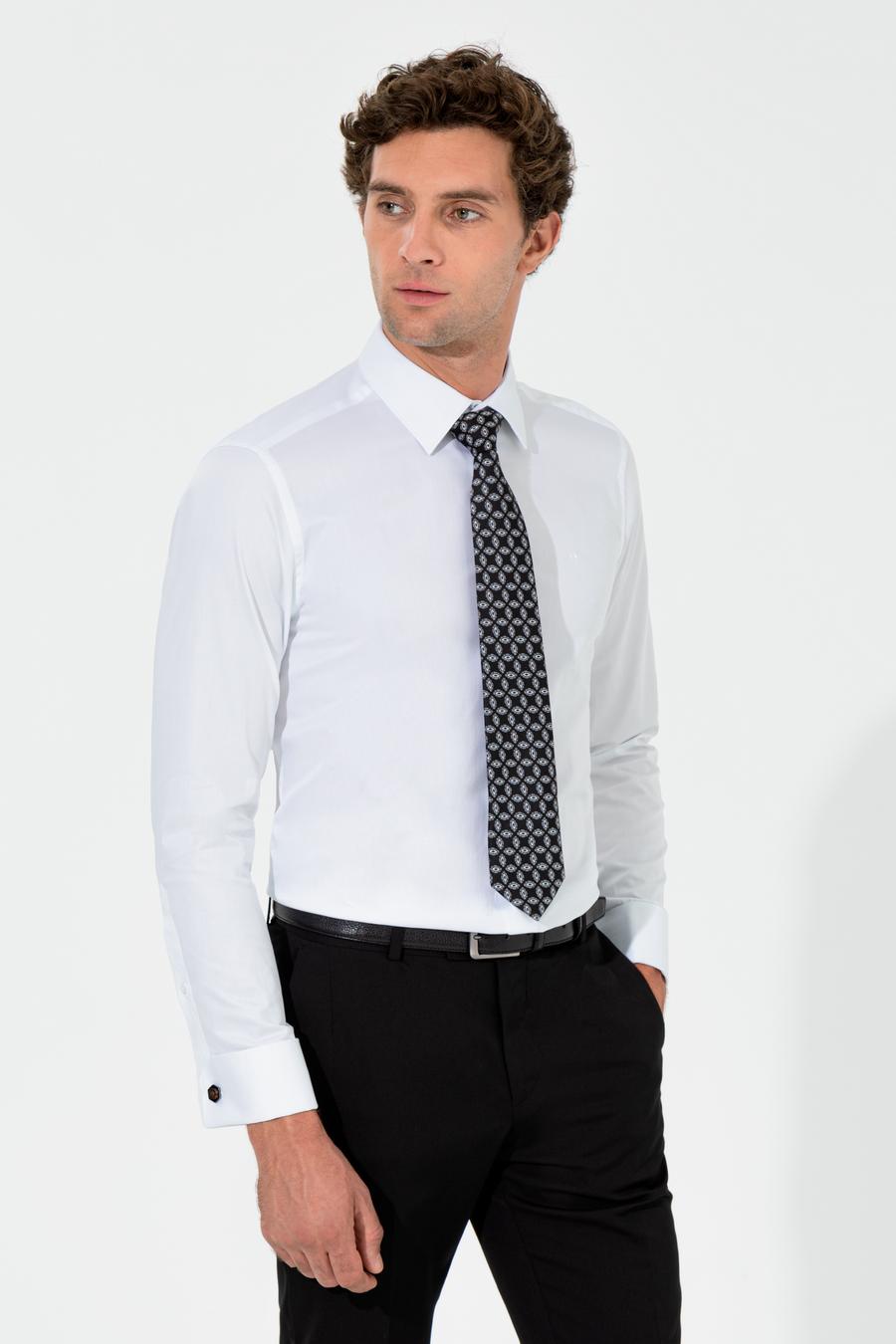 Beyaz Slim Fit %100 Pamuk Klasik Yaka  Basic Gömlek - 50261220004