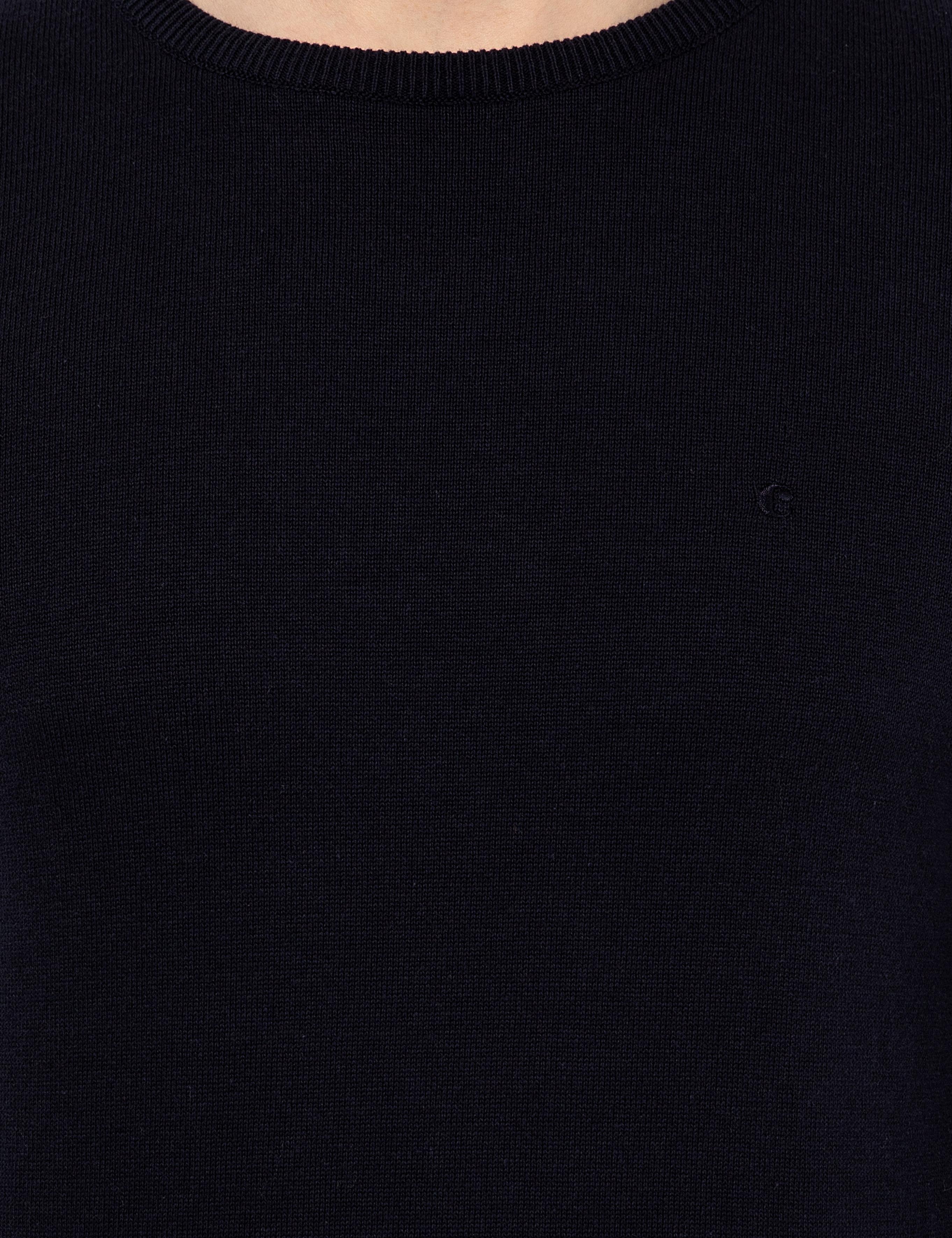 Lacivert Slim Fit Bisiklet Yaka Basic Triko Kazak - 50229585109