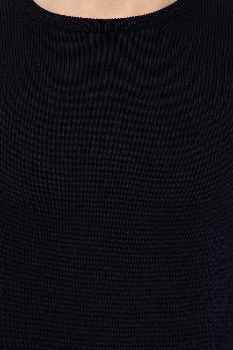 Lacivert Slim Fit Bisiklet Yaka Basic Triko Kazak - 50229585109