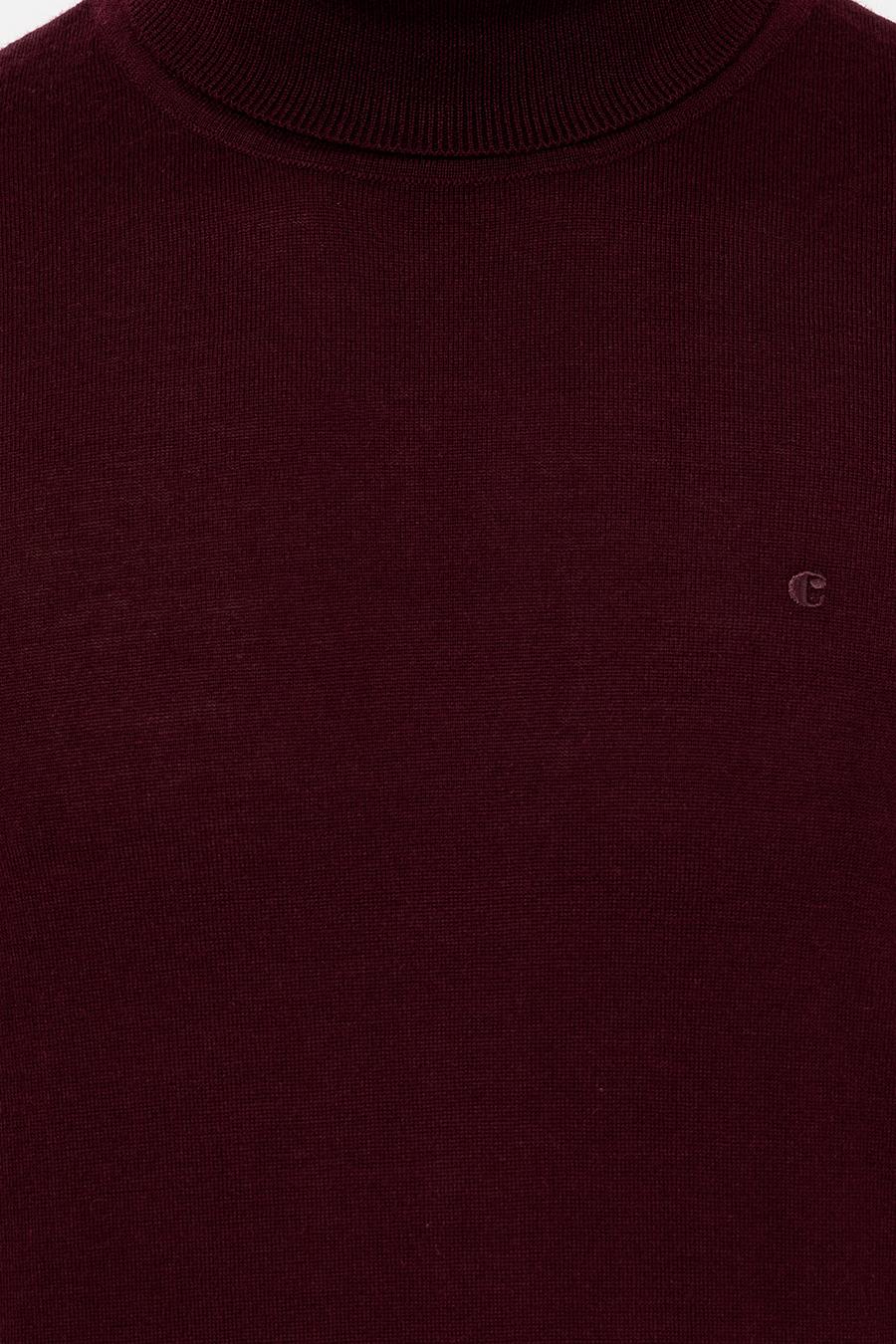 Koyu Bordo Slim Fit Balıkçı Yaka Basic Triko Kazak - 50237052212