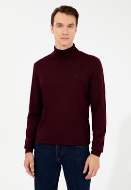 Koyu Bordo Slim Fit Balıkçı Yaka Basic Triko Kazak