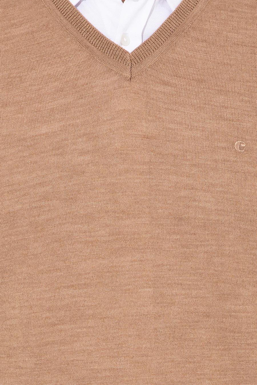 Camel Slim Fit V Yaka Basic Triko Kazak - 50237053044