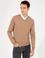 Camel Slim Fit V Yaka Basic Triko Kazak