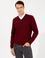 Bordo Slim Fit V Yaka Basic Triko Kazak