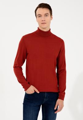 Kiremit Slim Fit Balıkçı Yaka Basic Triko Kazak