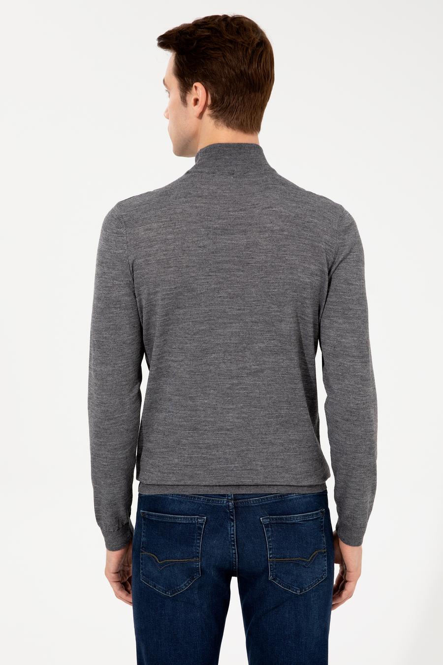 Antrasit Slim Fit Yarım Balıkçı Basic Triko Kazak - 50237040084