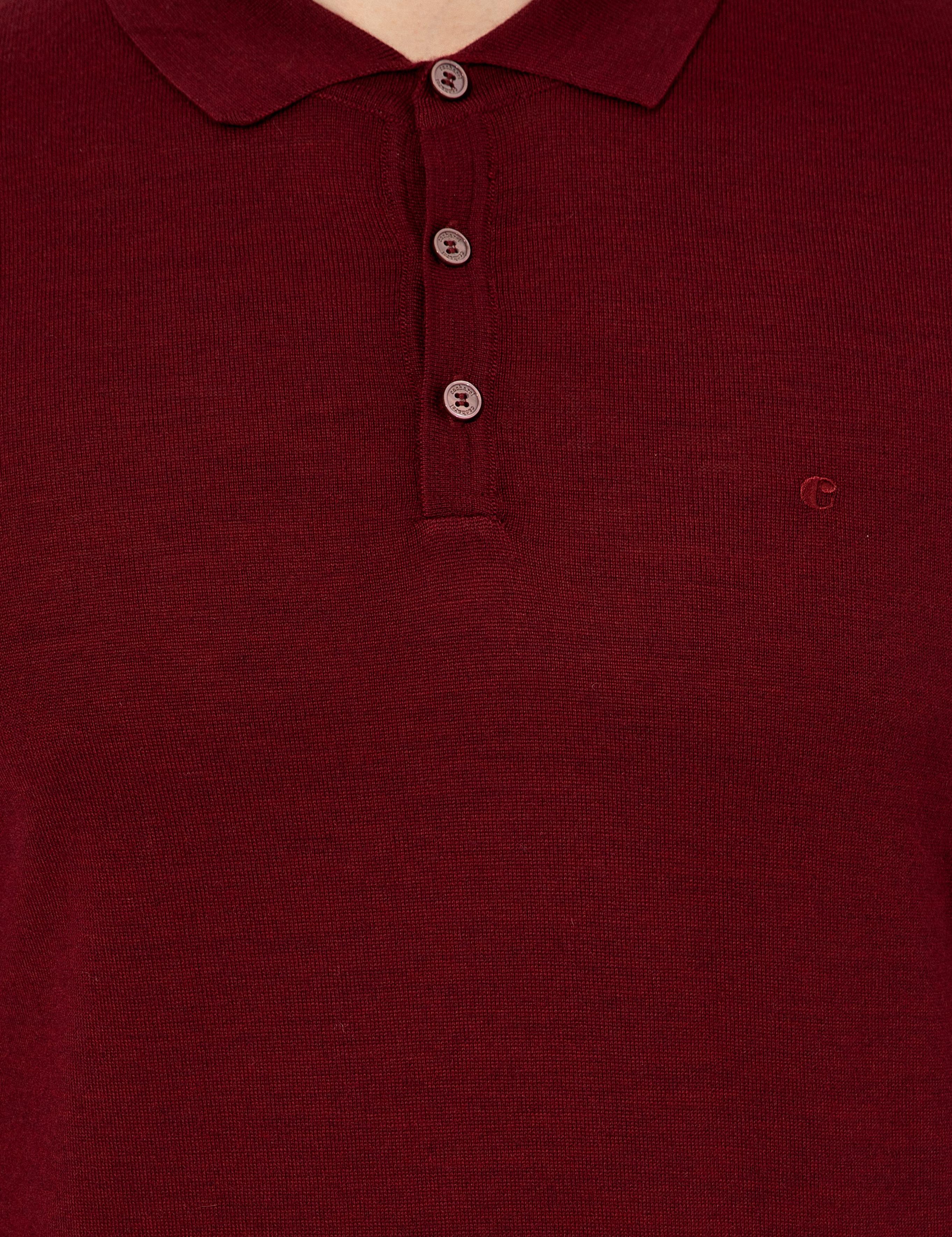 Bordo Slim Fit Polo Yaka Basic Triko Kazak - 50237054044