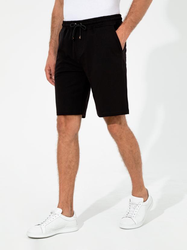 Siyah Comfort Fit Örme Şort