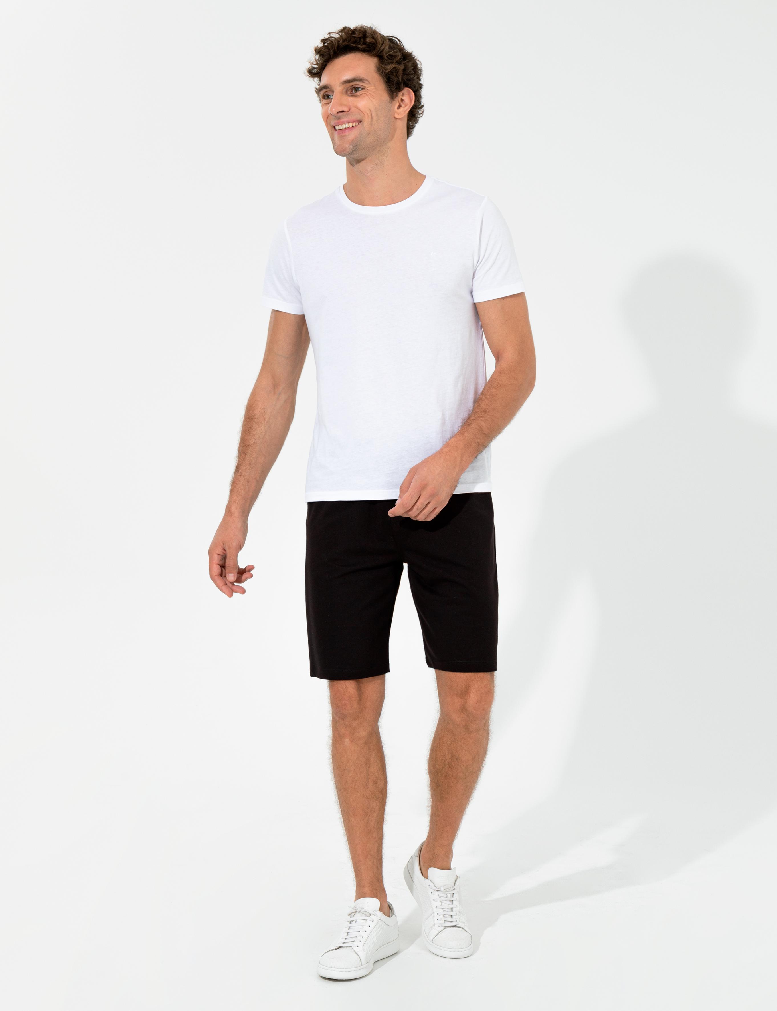 Siyah Comfort Fit Örme Şort - 50247942048
