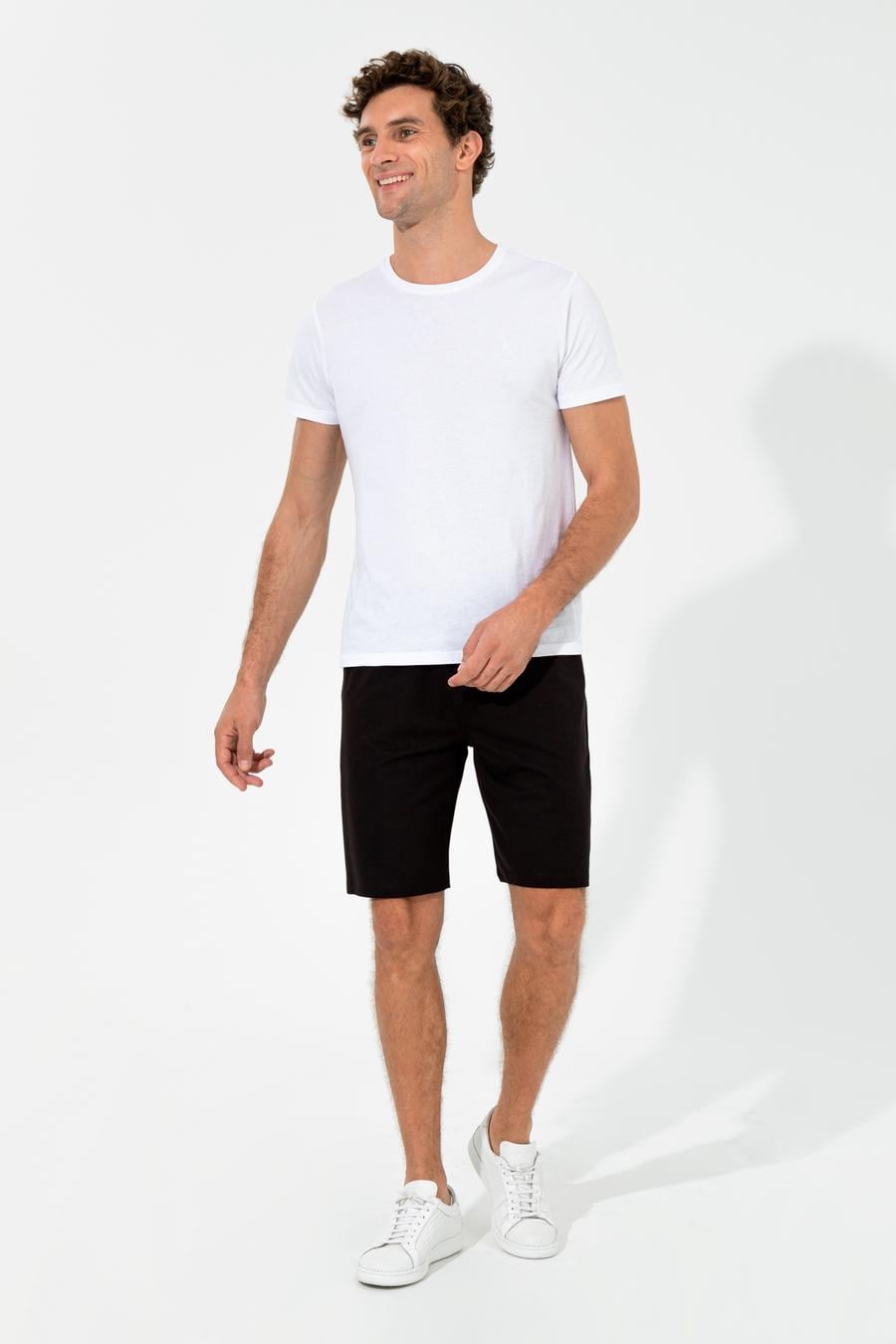 Siyah Comfort Fit Örme Şort - 50247942048