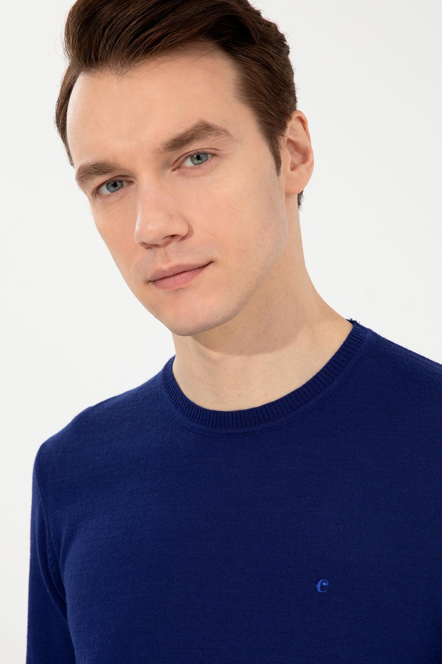 İndigo Slim Fit Bisiklet Yaka Basic Triko Kazak - 50257398046