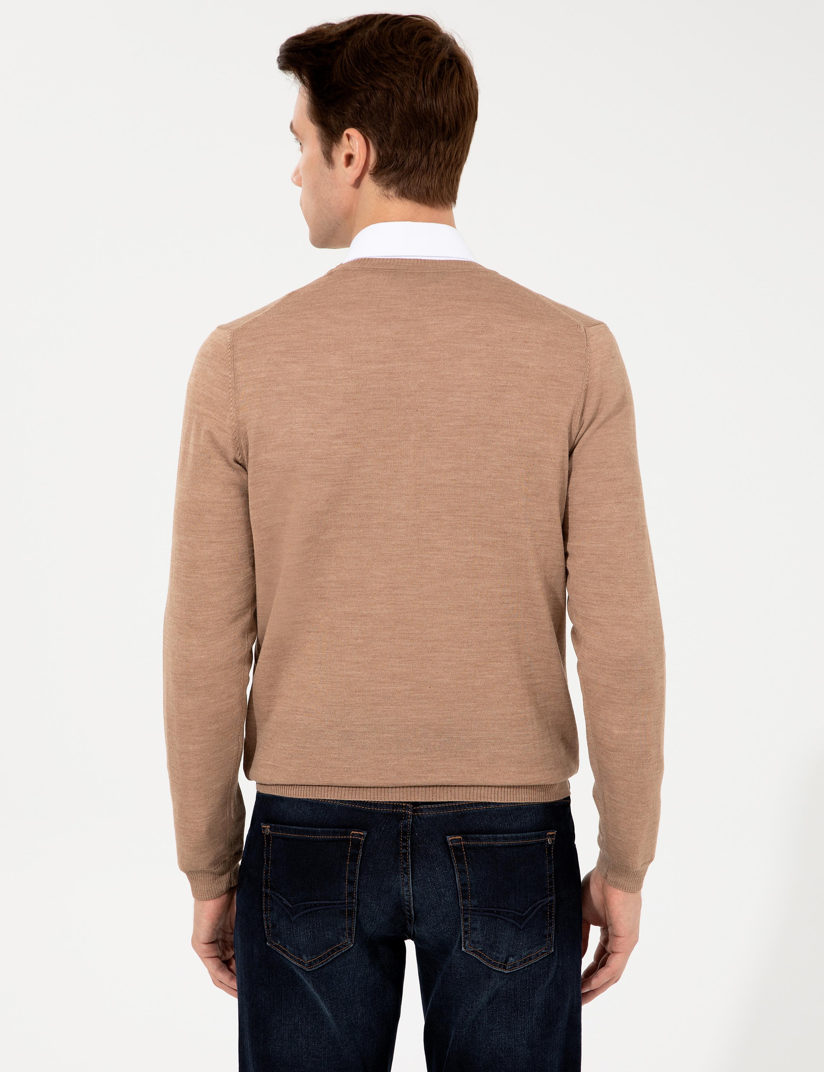 Camel Slim Fit Bisiklet Yaka Basic Triko Kazak - 50257398073