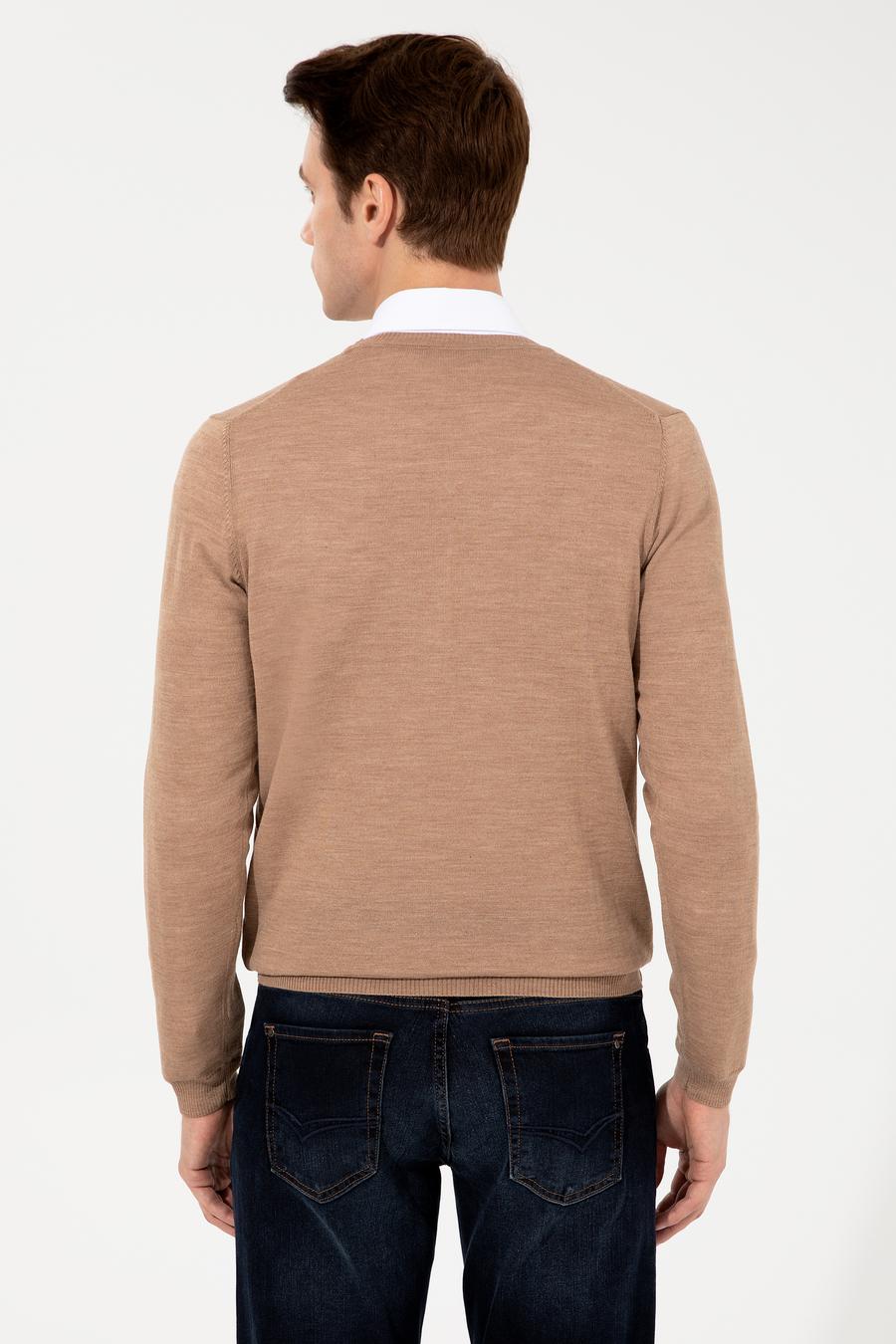 Camel Slim Fit Bisiklet Yaka Basic Triko Kazak - 50257398073