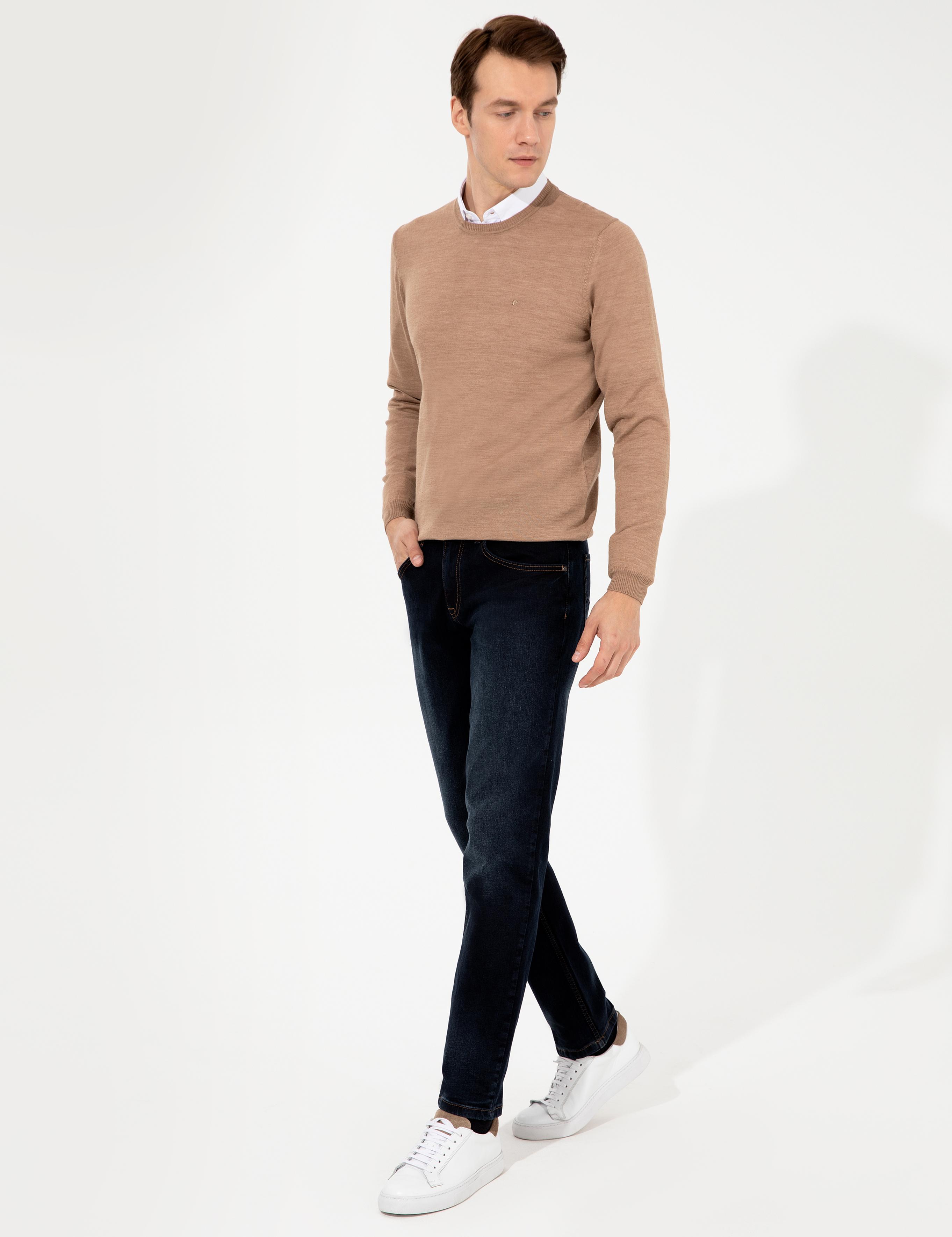 Camel Slim Fit Bisiklet Yaka Basic Triko Kazak - 50257398073