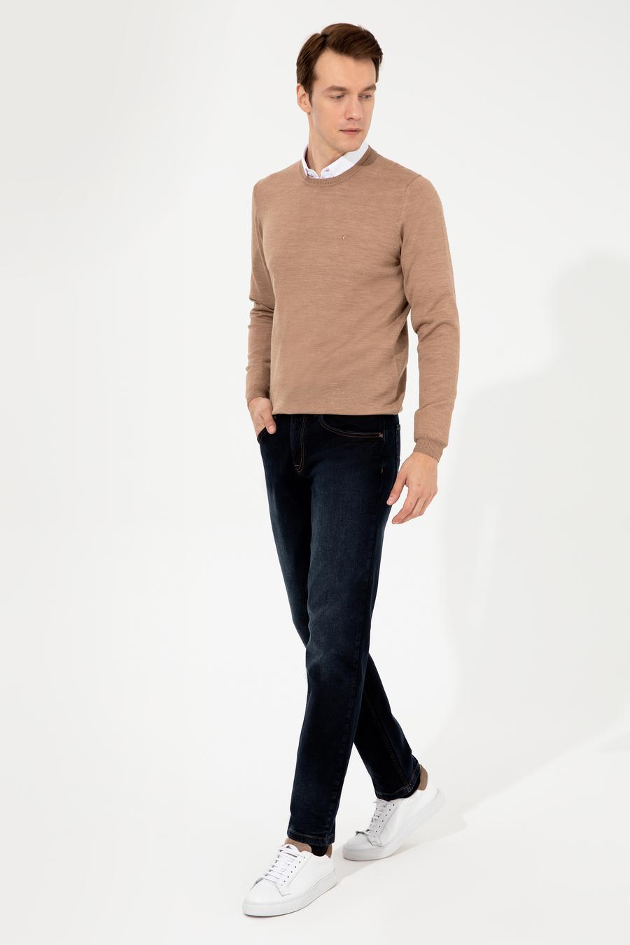 Camel Slim Fit Bisiklet Yaka Basic Triko Kazak - 50257398073