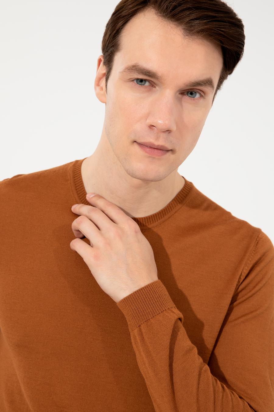 Tarçın Slim Fit Bisiklet Yaka Basic Triko Kazak - 50257398187